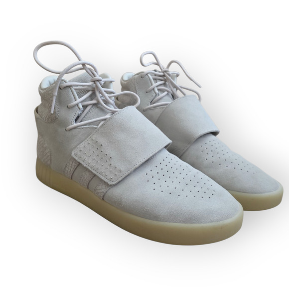 Adidas Tubular Invader Strap Cream Snake High Top Sneakers Men Sz 10.5 BB8943 - Picture 3 of 16